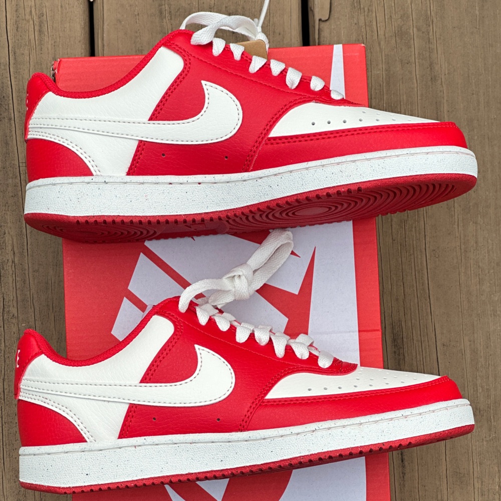 Nike Court Vision Low NN Womens 6.5 Youth 5Y Red Sustainable Casual Sneaker NEW - Picture 6 of 11